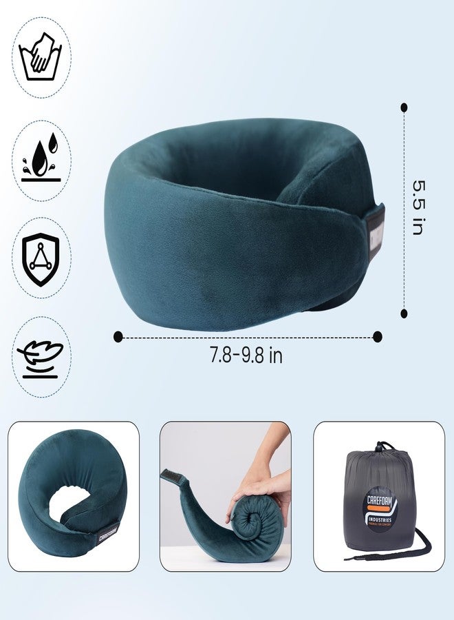 CareFoam وسادة كير فوم للسفر | وسادة رقبة فاخرة من إسفنج الذاكرة للسفر بالطائرة والنوم في السيارة | مسند رأس قابل للتعديل، وسادة سفر لدعم الرقبة أثناء النوم - Image 5